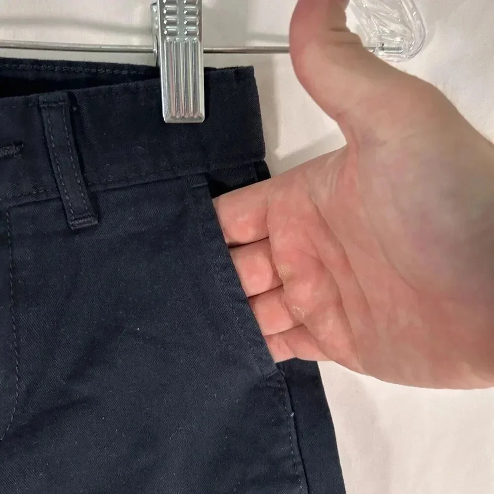 Place Shorts Boys 6 Navy Blue Slim Stretch Fabric Cotton Blend Button Zip